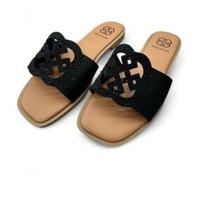 Daisy Fuentes Black Rhinestone Slide Sandals